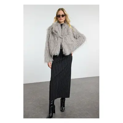 Trendyol Grey Regular Fit Fur Coat