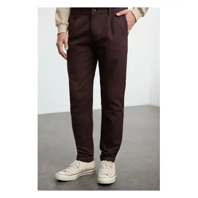 Trendyol Brown 100% Cotton Pleated Detail Elastic Waist Chinos Pants