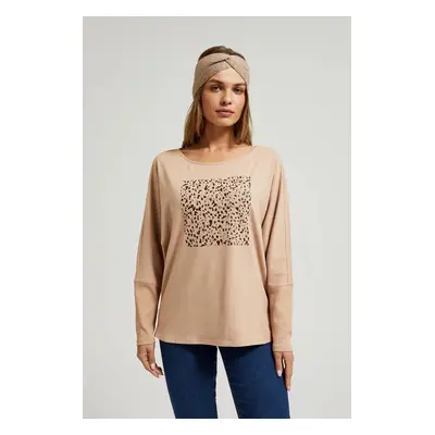 Women's sweatshirt with MOODO print - beige