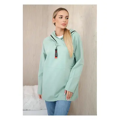 Tunic with zipper on hood Oversize dark mint