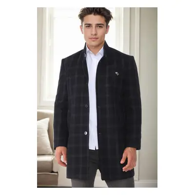 PLT9367 DEWBERRY MEN'S COAT-PATTERNED NAVY BLUE