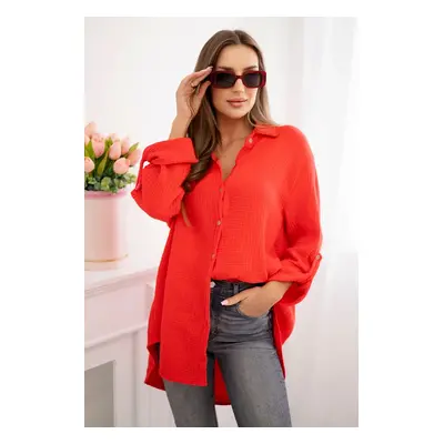 Kesi Włoski Cotton muslin shirt Plus Size red