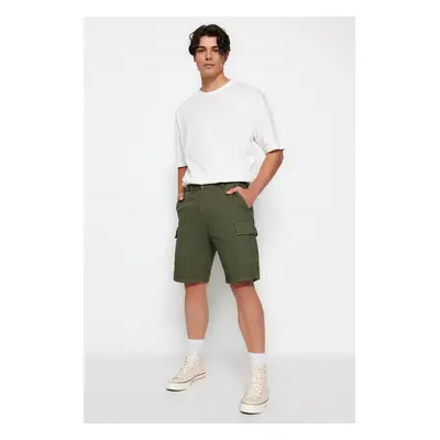 Trendyol Khaki Relaxed Cut Cargo Pocket Denim Jeans Shorts