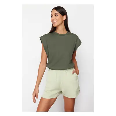 Trendyol Mint 100% Tencel™ Elastic Waist Denim Shorts