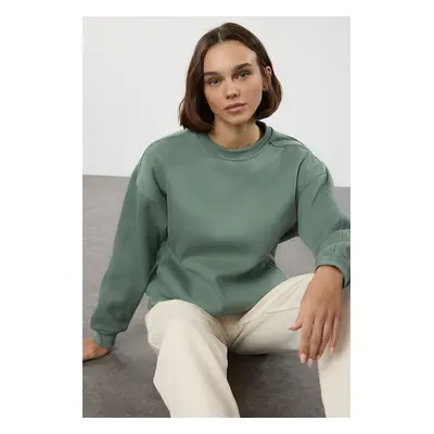 Trendyol Mint Oversize/Wide Fit Thick Crew Neck Knitted Sweatshirt with Pockets