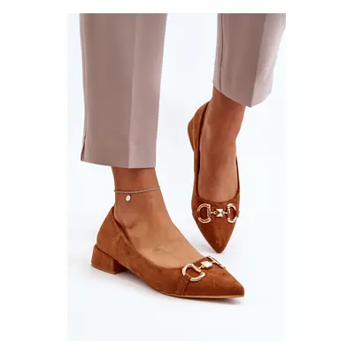 FD1 Velúr balerina lapos hegyes orrú Camel Ethere