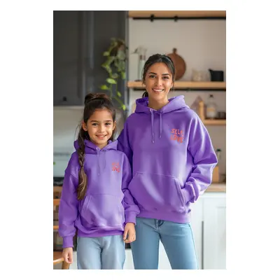 Trendyol Purple Girl Back Printed Knitted Mini Me Sweatshirt