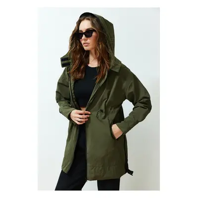 Trendyol Khaki Oversize Molded Raincoat Coat