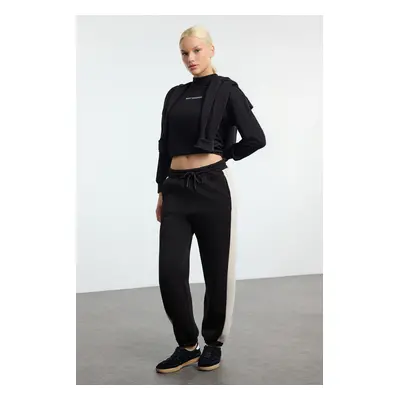 Trendyol Black Color Block Elasticized Knitted Sweatpants