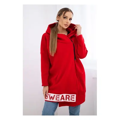 Insulated sweatshirt with zipper red