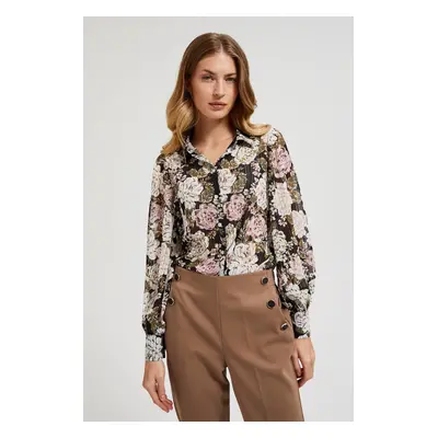 Pleated shirt with floral pattern MOODO - black