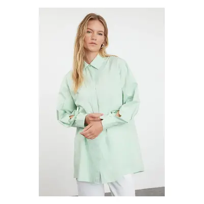 Trendyol Mint 100% Cotton Woven Shirt