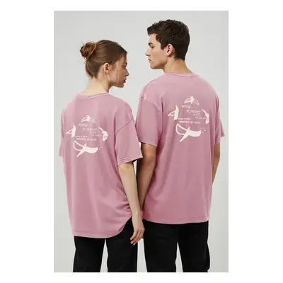 Trendyol Salmon Unisex Oversize/Wide Cut Faded Effect Print Embroidered Tok 100% Cotton T-Shirt