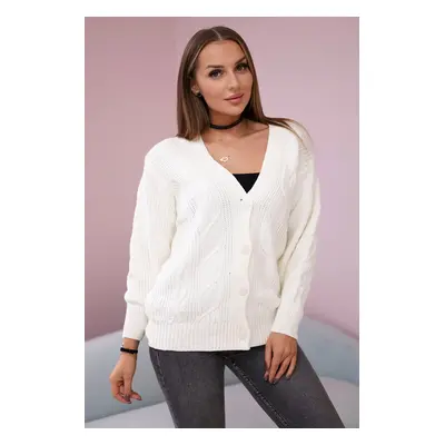 Button-down sweater with wide sleeves ecru