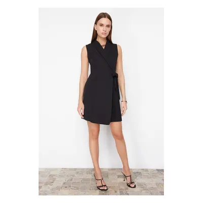 Trendyol Black Double Breasted Pleated Detailed Mini Woven Dress