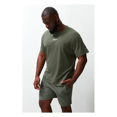 Trendyol Khaki Plus Size Regular Fit Knitted Shorts Pajamas Set