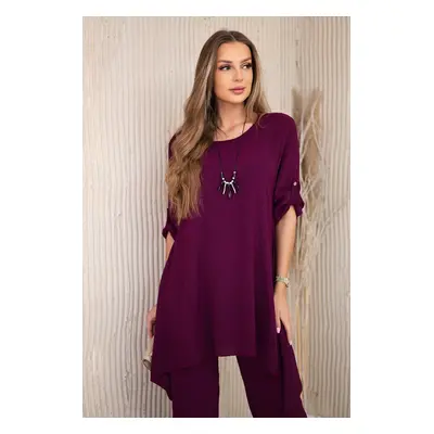 Kesi Włoski Set of blouse + pants with pendant plum