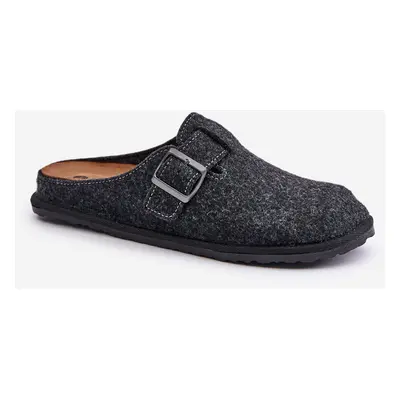 Comfortable men's slippers with Inblu buckle graphite