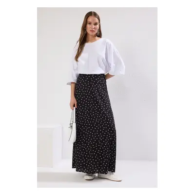 Trendyol Black Polka Dot Patterned Knit Skirt