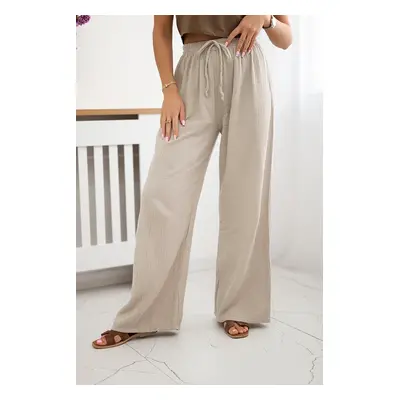 Kesi Włoski Muslin pants with a wide leg beige