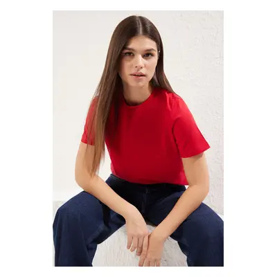 Trendyol Red 100% Cotton Premium Basic Crew Neck Knitted T-Shirt