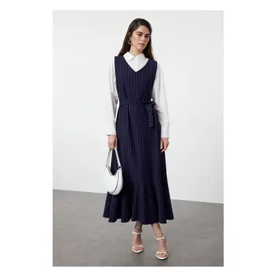 Trendyol Navy Blue Striped Woven Gilet Dress