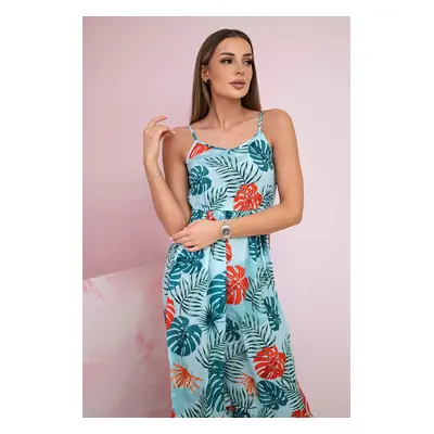 Dress with leaf motif mint