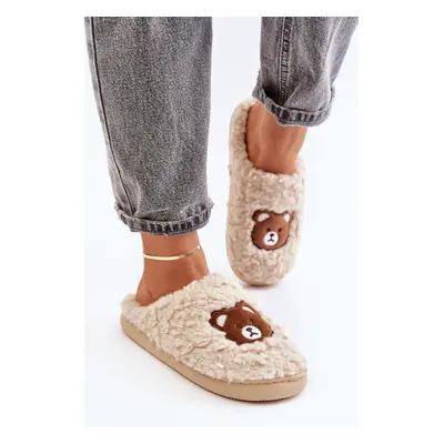 Women's Slippers With Fur Type Lamb And Teddy Bear Beige Temiena