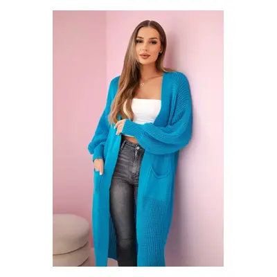 Kesi Włoski Sweater long cardigan turquoise