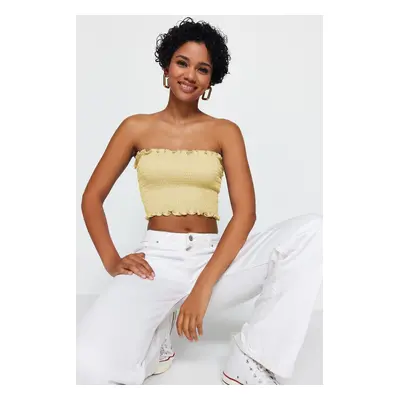 Trendyol Light Yellow Strapless Gipel Flexible Knitted Blouse