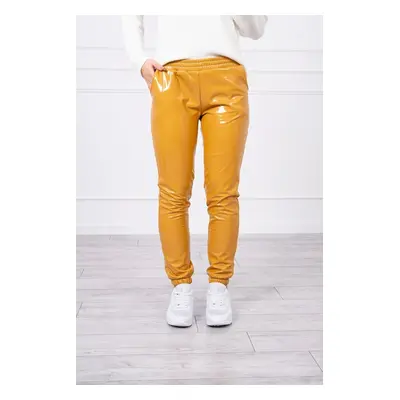 Double-layer trousers with velour mustard