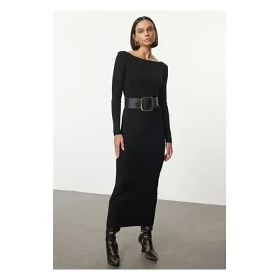 Trendyol Black Plain Maxi Maxi Knitwear Premium Quality Knitwear Dress