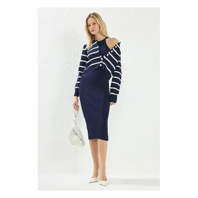 Trendyol Navy Blue*001 Midi Knitwear Basic Cardigan Dress