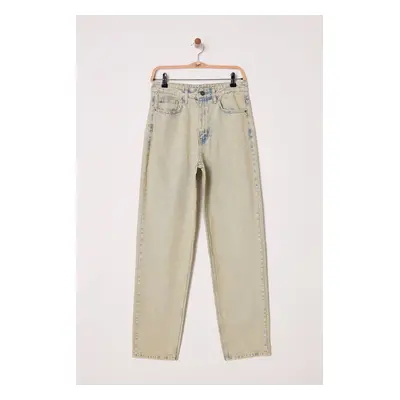 Trendyol Blue-Green Tint Baggy Fit Loose Denim Trousers Jeans