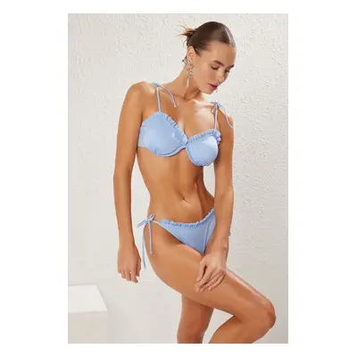 Trendyol Blue Balconette Frilled Bikini Above