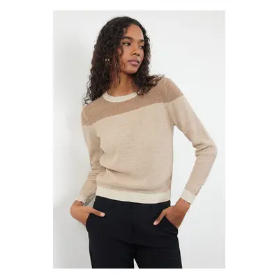 Trendyol Mink Glitter Transparent Knitwear Sweater