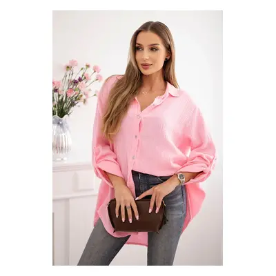 Kesi Włoski Cotton muslin shirt Plus Size candy pink