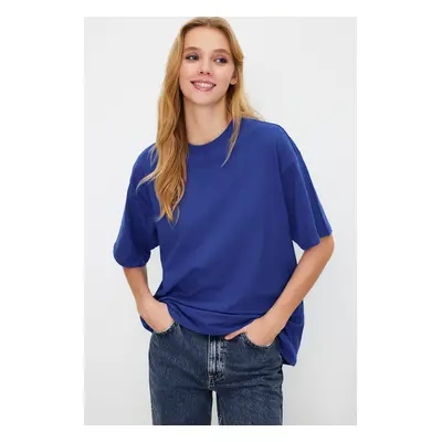 Trendyol Saks 100% Cotton Premium Oversize/Wide Fit Crew Neck Knitted T-Shirt