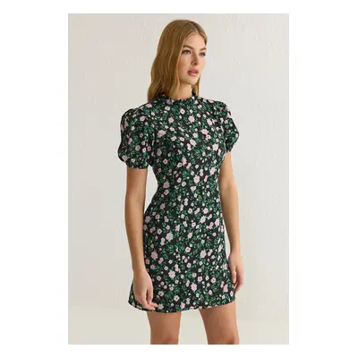 Trendyol Black Floral Mini Woven Dress