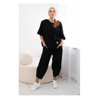 Kesi Włoski Cotton set blouse + trousers black