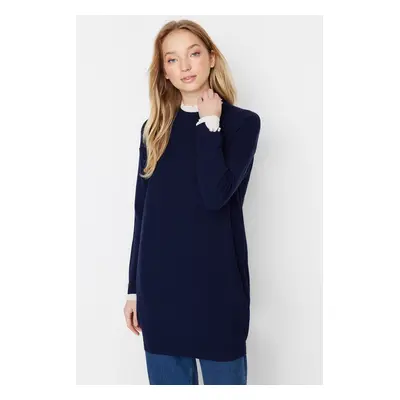 Trendyol Navy Blue Sleeve Pearl részletes kötöttáru pulóver