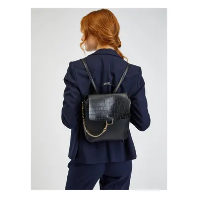 Orsay Black Womens Backpack with Crocodile Pattern - Women