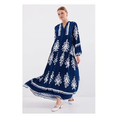 Bigdart Authentic Patterned Dress - Dark Blue