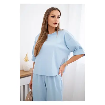 Kesi Włoski Punto set blouse + wide-leg pants blue