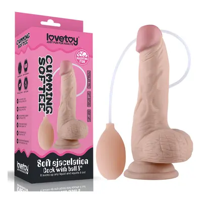 LoveToy 8" puha, spriccelő herés dildó (20 cm)