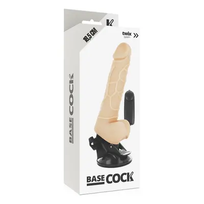 Basecock tapadótalpas vibrátor, vezetékes távirányítóval, herékkel (világos bőrszín - 18,5 cm).