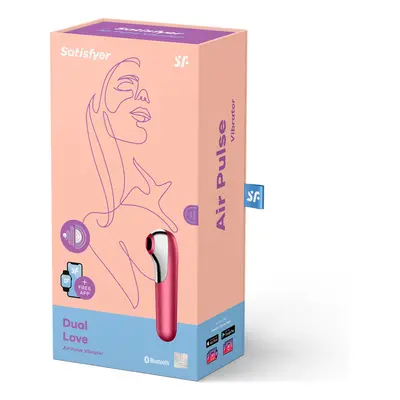 Satisfyer Dual Love vibrátor, légullámos csiklóizgatóval (piros) (APP-os)