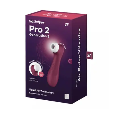 Satisfyer Pro 2. léghullámos csiklóizgató, vibrációval (bordó) (3. generációs)