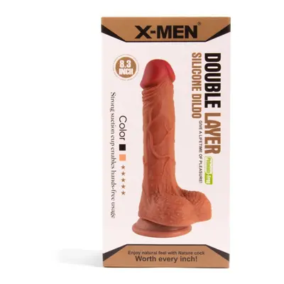 X-Men tapadótalpas szilikon dildó (20,5 cm - sötétbarna bőrszín)