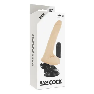 Basecock tapadótalpas vibrátor, vezetékes távirányítóval, herékkel (világos bőrszín - 20 cm).